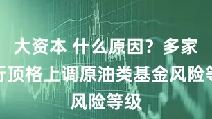 大资本 什么原因？多家银行顶格上调原油类基金风险等级